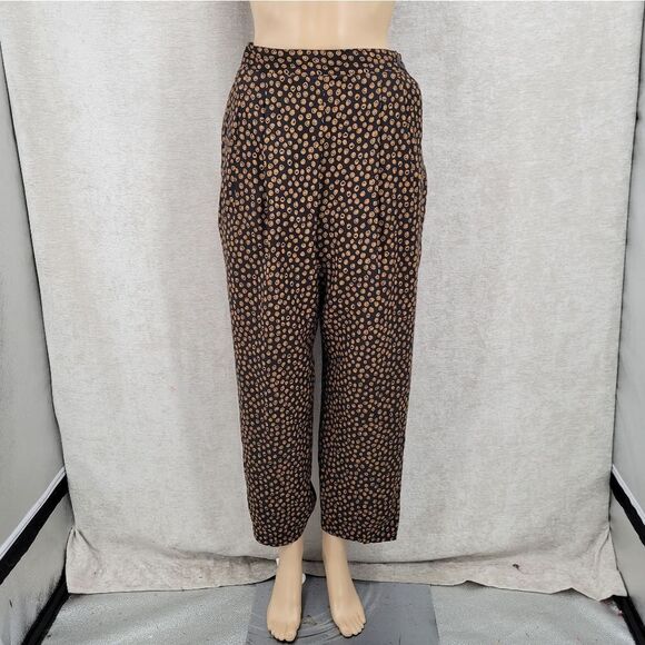 Carlo Moda Vintage Matching Set Black Gold Dot Trousers Blouse Illusion Neckline - Picture 10 of 15